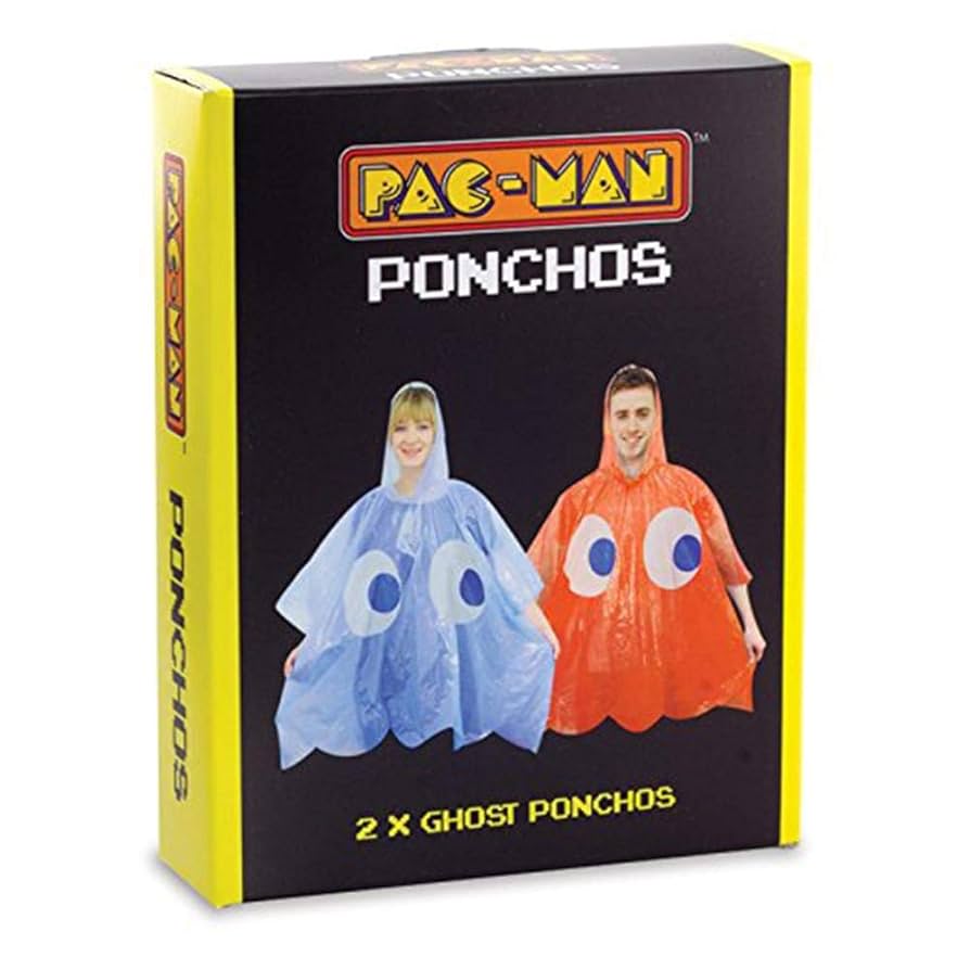 PacMan Inky and Blinky Ghost Rain Ponchos - One Size - 2
